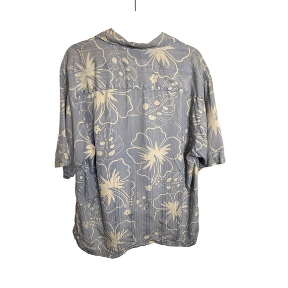 Tommy Bahama Men Light Blue Floral Button-Up Shirt L 100% Silk Short Sleeves - Picture 2 of 6